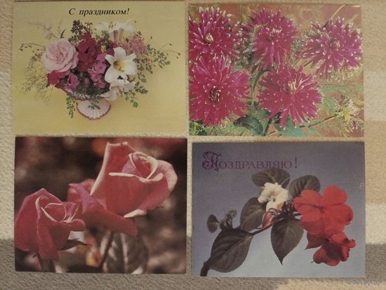 Мини-открытки чистые 4 шт.одним лотом
