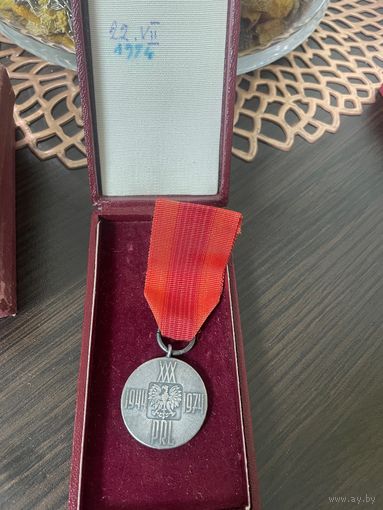 Знак медаль Польша ПНР 30 лет Польской народной Республике 1944-1974/ В коробке