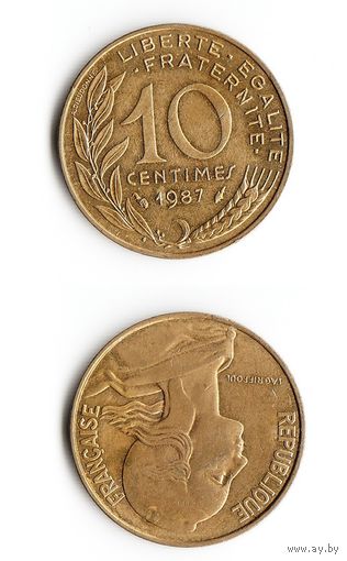 10 сантимов Франция 1987 год