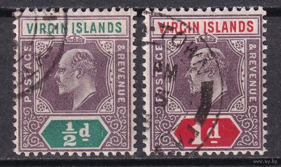 11.BrKCI. Великобритания. Колонии. Виргинские острова. Стандарт. Эдуард. 1904 г. 1/2P, 1P. Mi.##26/27.