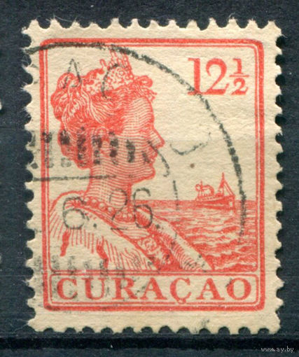 Нидерландские колонии - Кюрасао - 1922г. - королева Вильгельмина, 12 1/2 с - 1 марка - гашёная [Mi 71]. #3-WB-101-A-1