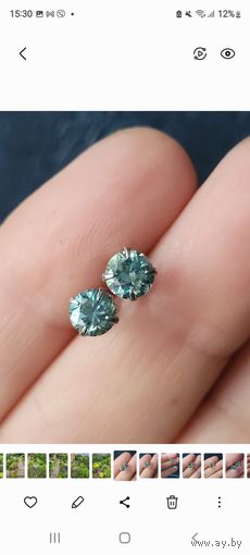 Серьги с муассанитами . 925