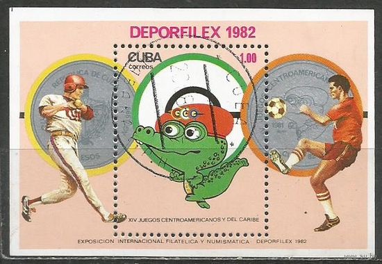 Куба. Международная выставка марок и монет DEPORTFILEX'82. 1982г. Mi#Бл73.