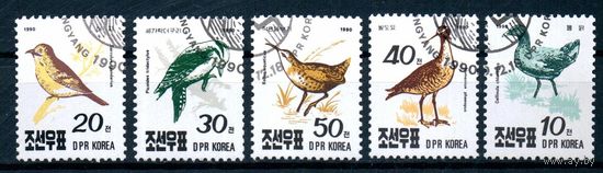 Птицы КНДР 1990 год серия из 5 марок