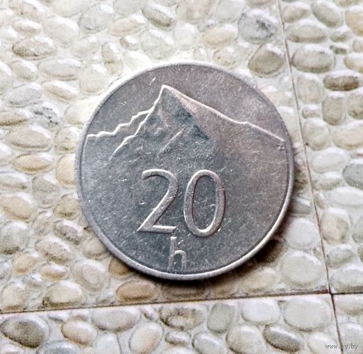 20 геллеров 2000 года Словакия. Словацкая Республика. Монета пореже!