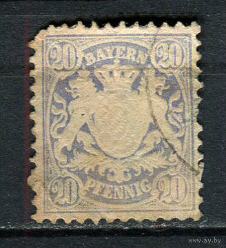 Королевство Бавария в составе Германской империи - 1876 - Герб - 20Pf - [Mi.40] - 1 марка. Гашеная.  (Лот 16HF)-T41P9