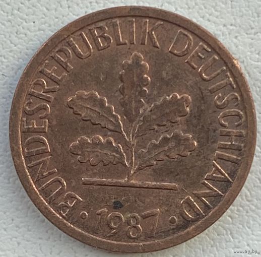 Германия 1 пфенниг 1987 г. F