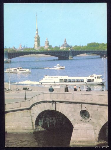 СССР ДМПК 1985 Ленинград вид на Петропавловскую крепость катера