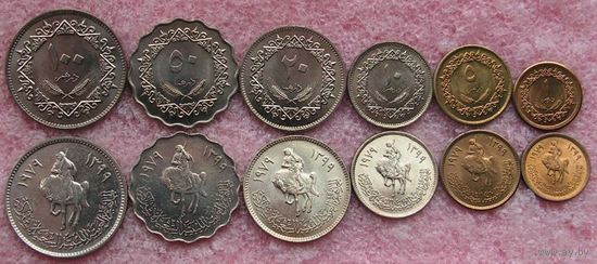 Ливия. набор 6 монет = 1, 5, 10, 20, 50, 100 дирхамов 1979 год   Мешковой - UNC