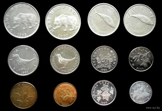 12 МОНЕТ РЕСПУБЛИКИ ХОРВАТИЯ (1993-2020 г.г. КОМПЛЕКТ)