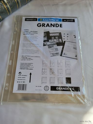 Leuchtturm C3 Grand Листы для банкнот на 3 ячейки! Целая пачка 5 шт! Германия, Лёйхтурм, Leuchtturm! ВОЗМОЖЕН ОБМЕН!