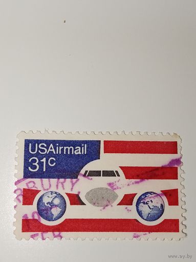 США 1976 Авиапочта США "Самолет, Глобус и Флаг"