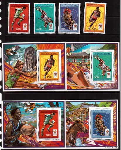 Коморы-1987,(Мих.812-815,Бл.250-253)  **  Спорт, ОИ-1988