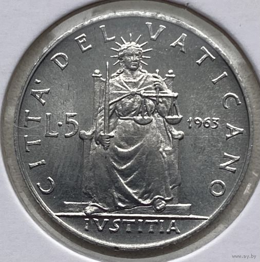 Ватикан 5 лир 1963 г. В холдере