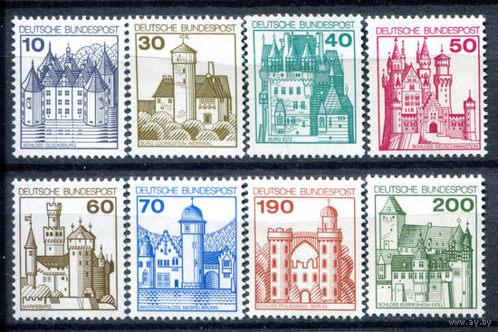 Германия (ФРГ) - 1977/92г. - Стандартный выпуск. Замки и дворцы - полная серия, MNH [Mi 913-920] - 8 марок