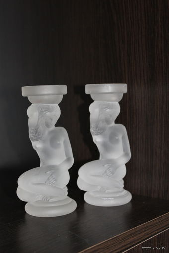 Стеклянные подсвечники "Ева", юная девушка, матовое стекло.