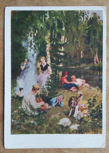 Федоров Б. На отдыхе. По следу. Соцреализм. 1957 г. Чистая