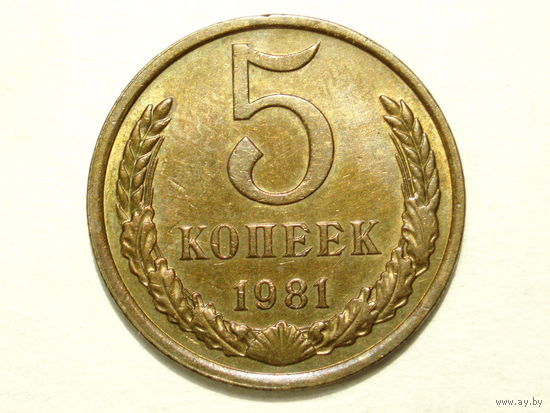 5 копеек 1981 Ф-131 реже разновидность