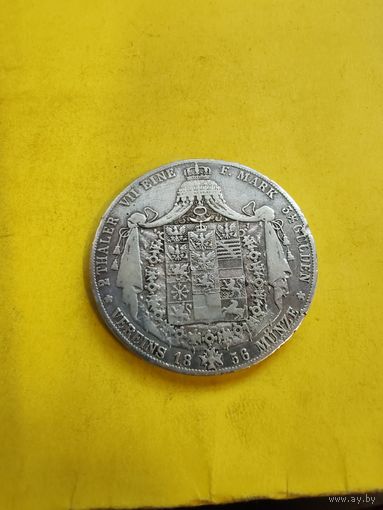 2 талера 1856. отличная монетка. СМОТРИТЕ ДР. МОИ ЛОТЫ.