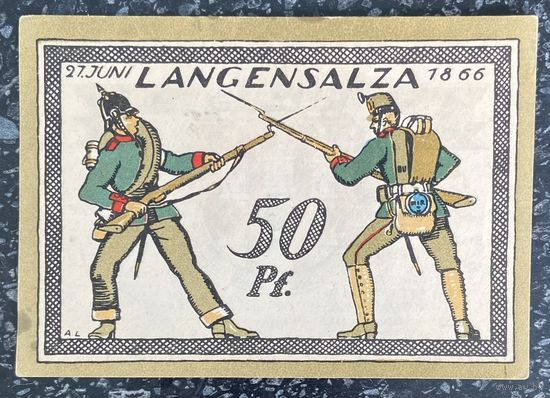 Нотгельд 50 пфеннигов 1921 год. Лангензальц. Веймарская республика