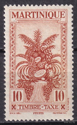 58.FrK. Франция. Колонии. Мартиника. Доплатные марки. Фрукты. 1943 г. 10C.  Mi.#23.