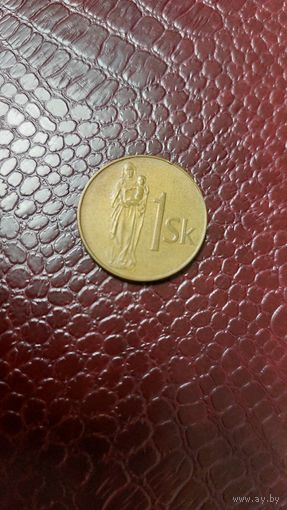 Монета 1 крона 1993г. Словакия. Неплохая!