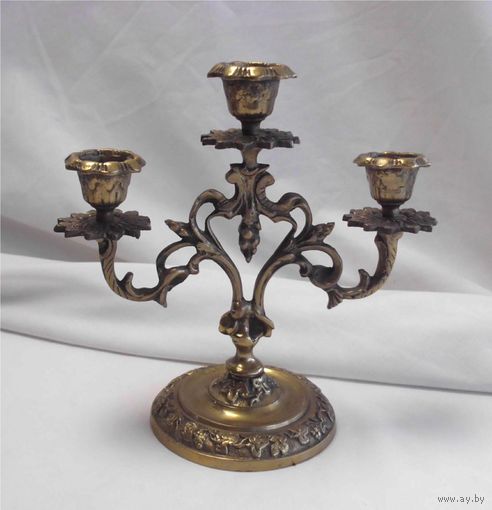 Подсвечник Канделябр на три свечи Бронза 02