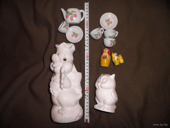 Матрёшка три в одном,утёнок,совёнок,детская посуда из СССР.С рубля.