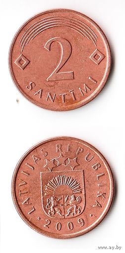 2 сантима Латвия  2009 год