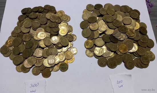 Монеты СССР 500 штук. Номинал 1 и 2 копейки.После 1961 года. Вес 700 грамм