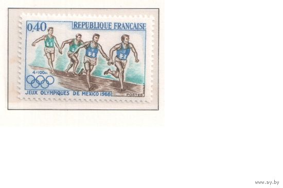 Франция-1968,(Мих.1638) , ** , Спорт,   ОИ-1968,(одиночка)