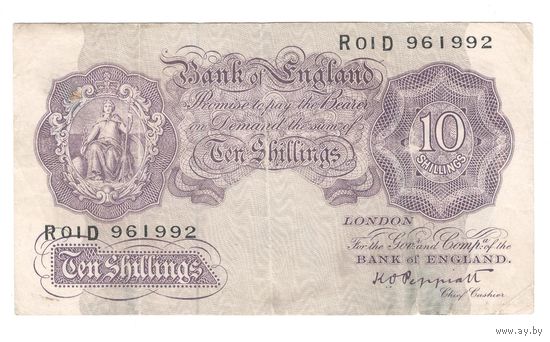Великобритания 10 шиллингов образца 1940 года. Тип  366. Подпись K. O. Peppiatt