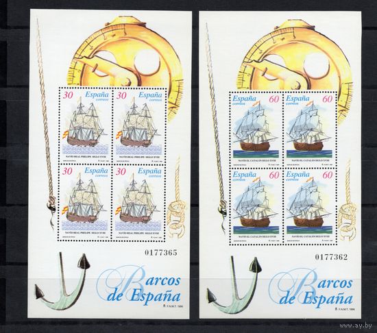 Испания 1996. Корабли  3264-65 блок 62,63