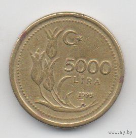 ТУРЕЦКАЯ РЕСПУБЛИКА  5000 ЛИР  1995. ТЮЛЬПАНЫ.