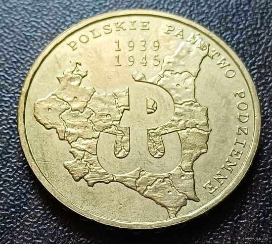 Польша 2 злотых, 2009 70 лет польскому подпольному движению