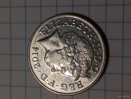 10 пенсов Великобритания 2014 год.