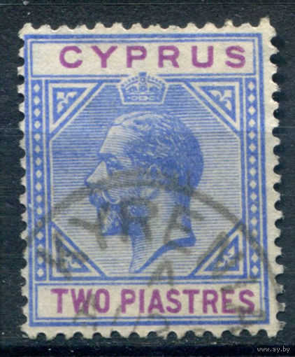 Британские колонии - Кипр - 1912/15г. - король Георг V, 2 Pia - 1 марка - гашёная [Mi 62]. #4-B6-128-A-1