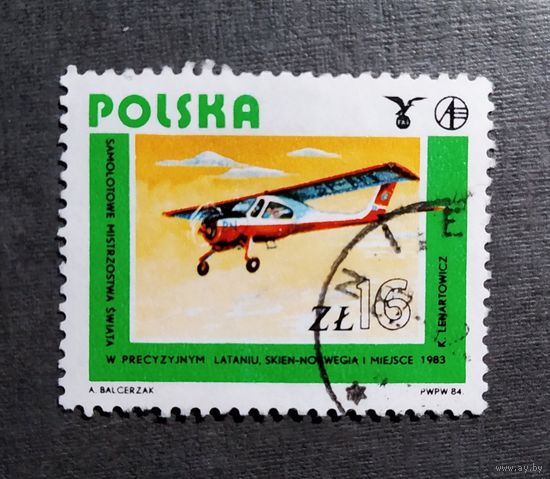 Марка Польша 1984 год Авиация