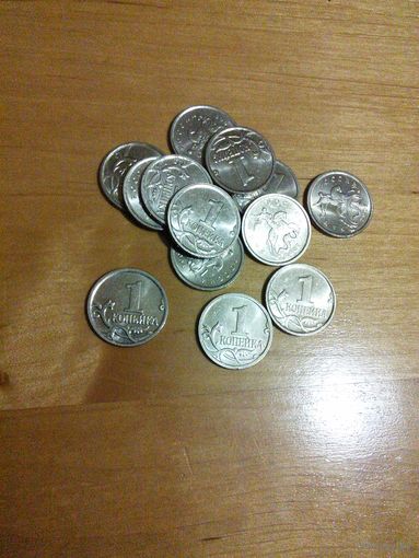Россия. 1 копейка 2008 год М (магнит) -7 шт, 2006 год М (магнит) - 2 шт, 2007 год М (магнит) - 5 шт.
