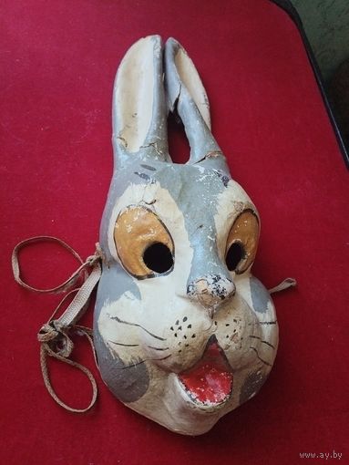 Новогодняя маска. СССР. Заяц. Папье-маше.