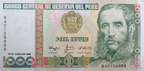 Werty71 Перу 1000 инти 1988 UNC банкнота