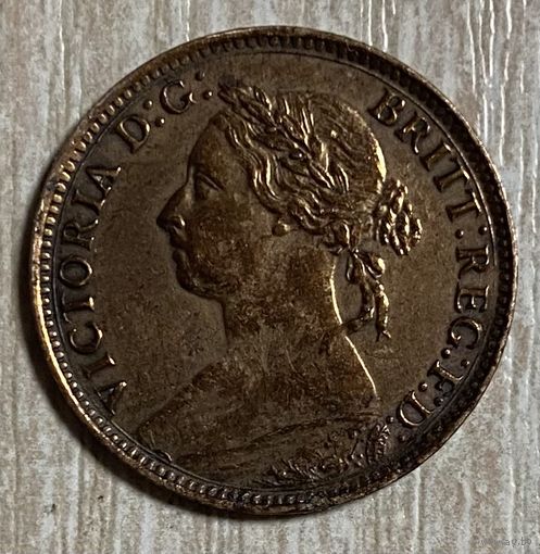 Монета 1 фартинг 1886 год. Великобритания. Королева Виктория