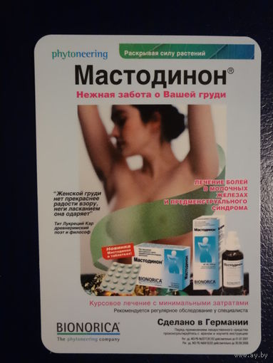 Календарик 2006 г.  Мастодинон.