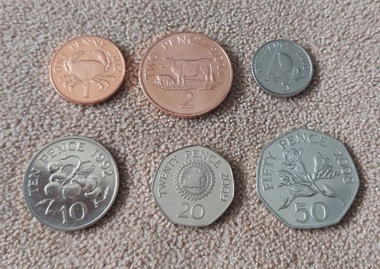 Гернси НАБОР 6 монет 1992-2012 UNC