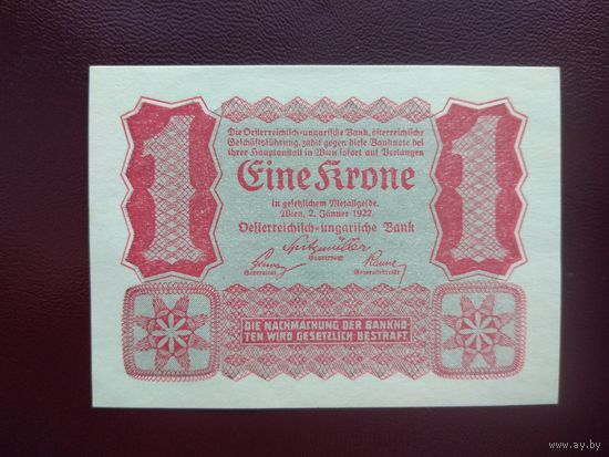 Австрия 1 крона 1922 UNC