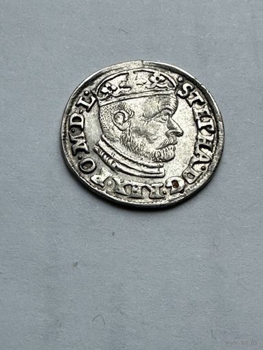 Трояк 1585 г. Олькуш. Штемпельный блеск. Коллекционное состояние.