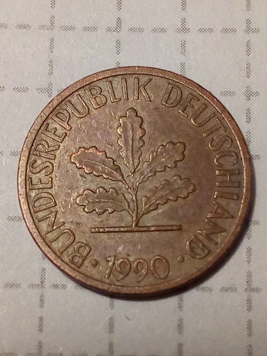 1 Пфенниг ФРГ 1990 год D