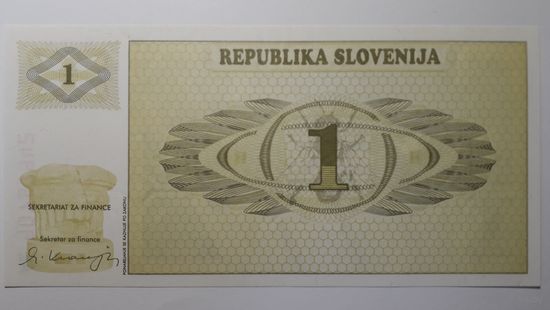 Словения, 1 толар. Серия AA. UNC.