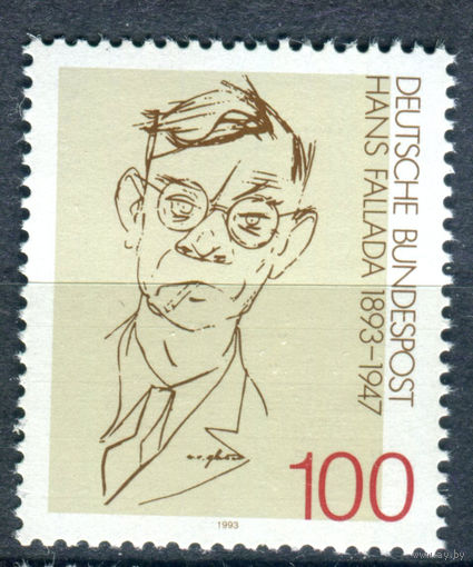 Германия - 1993г. - Ганс Фаллада, немецкий писатель - полная серия, MNH [Mi 1683] - 1 марка
