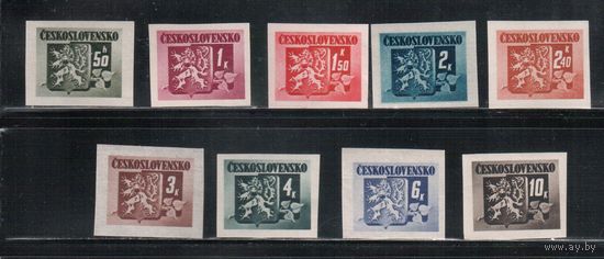 Чехословакия-1945,(Мих.415-423)  **  , Стандарт, Гербы(полная серия)(1)